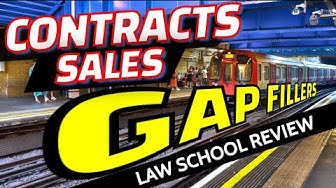 Dramatic text superimposed in underground transit train tunnel reading: Contracts Sales Gap Fillers law school review